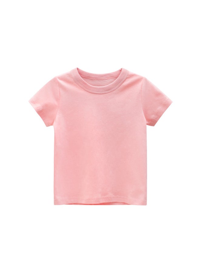 Children's Clothing Summer New Style Short-sleeved T-shirts For Small And Medium-sized Kidsren, Korean Style Pure Color Patternless Kidsren's Clothes
