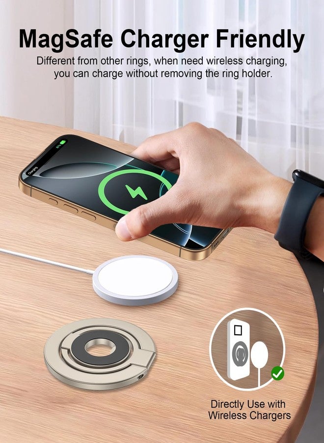 AILKIN Portable Magnetic Phone Ring Stand, Dual-Side Phone Grip Holder for iPhone 17, Samsung, Foldable Kickstand Soporte Magnético para Cellular Compatible with Car Mount, Desk Stand, MagSafe & Cases-Gold - Image 4