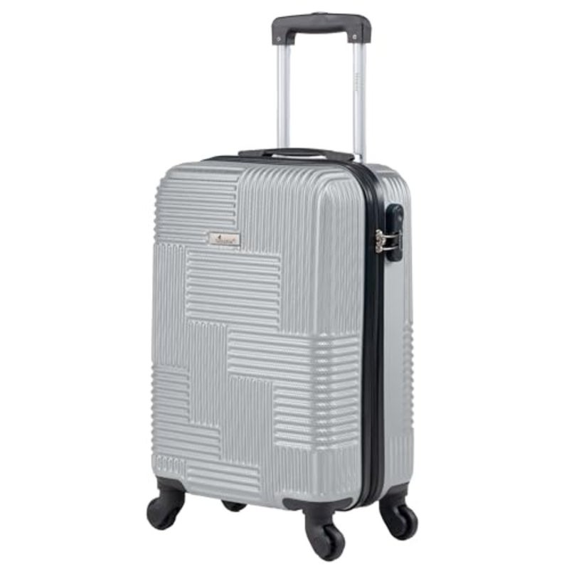Checked luggage for air travel: ABS hard shell 24-inch medium suitcase in silver, lightweight with 360 spinner wheels and durable scratch-resistant finish - Image 1