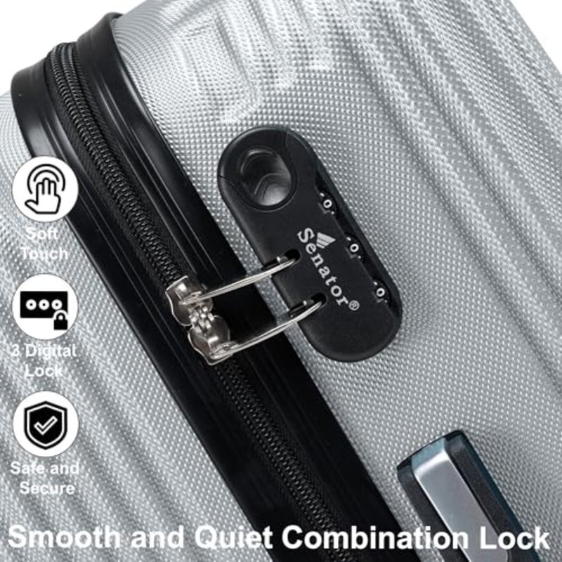 Checked luggage for air travel: ABS hard shell 24-inch medium suitcase in silver, lightweight with 360 spinner wheels and durable scratch-resistant finish - Image 5