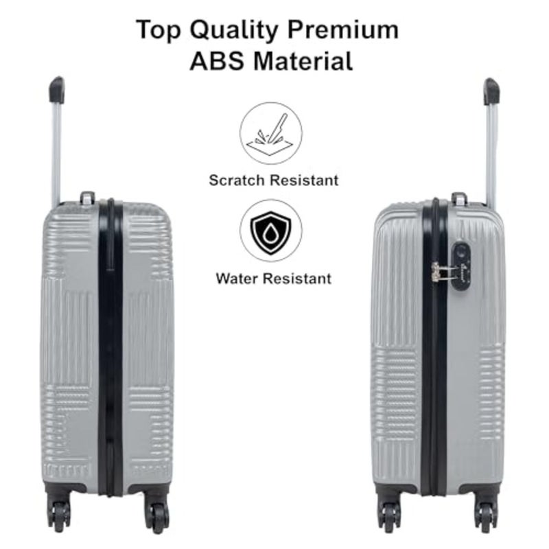Checked luggage for air travel: ABS hard shell 24-inch medium suitcase in silver, lightweight with 360 spinner wheels and durable scratch-resistant finish - Image 3