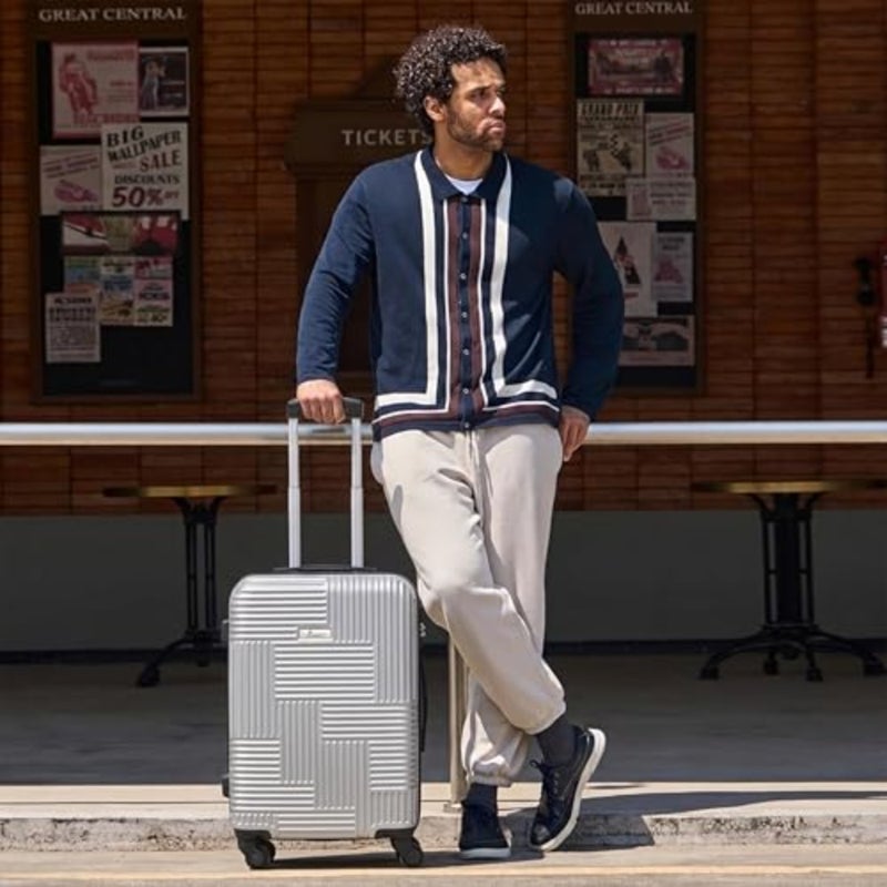 Checked luggage for air travel: ABS hard shell 24-inch medium suitcase in silver, lightweight with 360 spinner wheels and durable scratch-resistant finish - Image 2