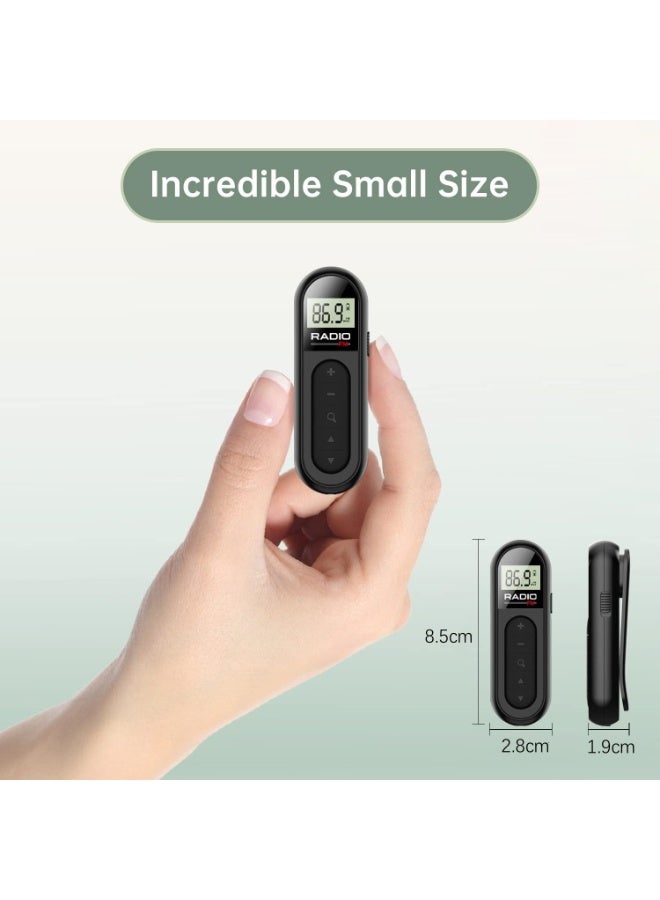 FM Radio Rechargeable Portable Pocket Transistor Radio with Best Reception - LCD Digital Tuning with Backlight Stereo Sound Belt Clip for Jogging Walking - Image 4