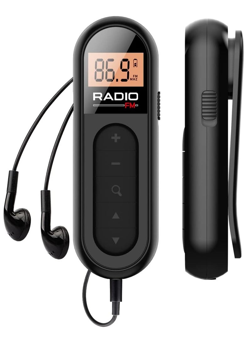 FM Radio Rechargeable Portable Pocket Transistor Radio with Best Reception - LCD Digital Tuning with Backlight Stereo Sound Belt Clip for Jogging Walking - Image 1