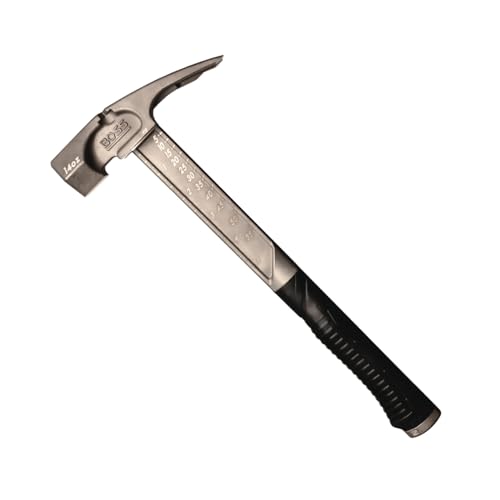 Boss Hammer 14 oz Pro Series Titanium Hammer with OverMolded NoSlip Rubber Grip Construction Grade Dual Side Nail Pullers Smooth Face Made in the USA BH14TIS - Image 1