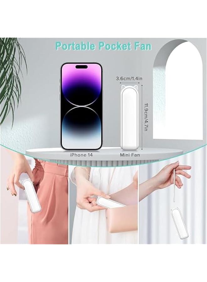 Portable Small Pocket Fan - Handheld Foldable Fan - Quiet Personal Fan Speed Adjustable for Stylish Kids Girls Women - Indoor Outdoor Travel (White) - Image 4