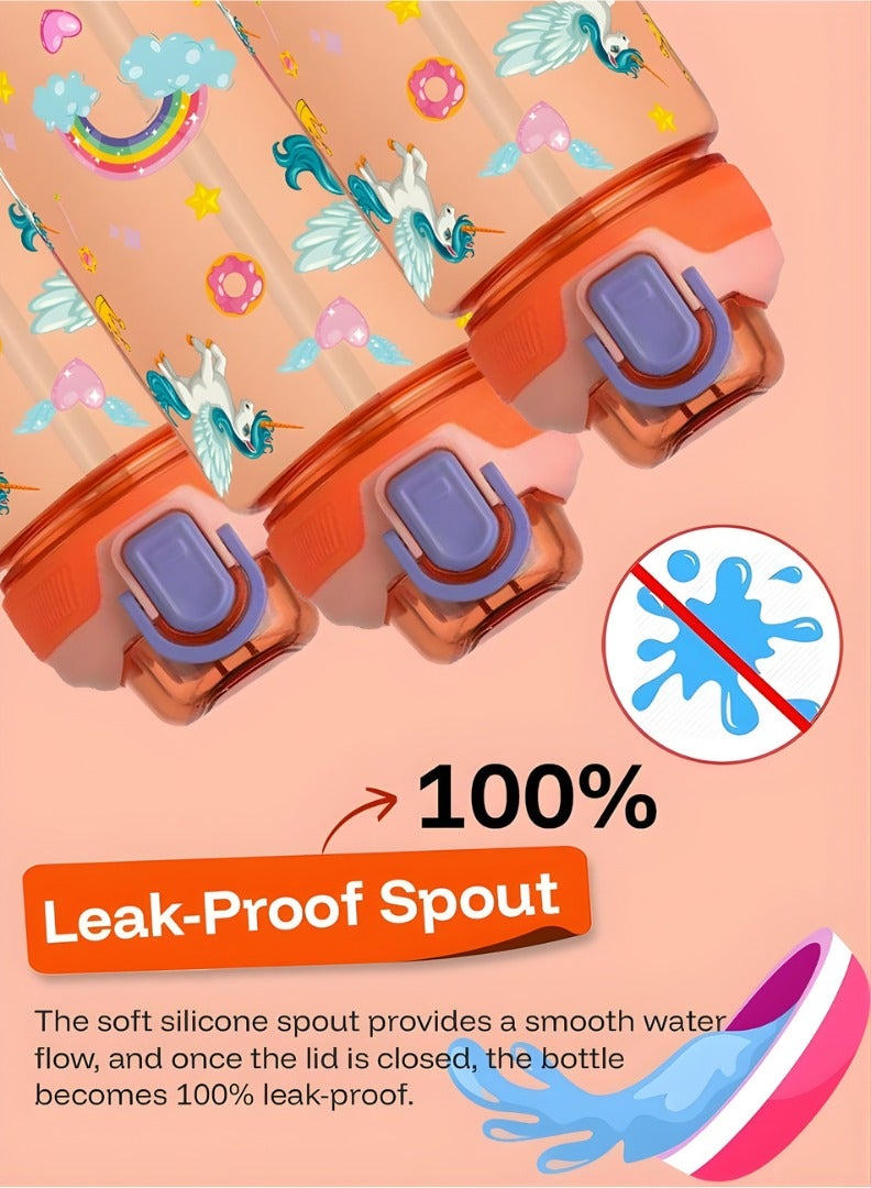 Lullaby Land 600ml Unicorn Water Bottle for Kids Ultra Light Weight, Stay Hydrated with Kids Water Bottle for School, No Leak, BPA Free, Easy to Carry, Durable and Safe Water Bottle for Girls, Pink - Image 3