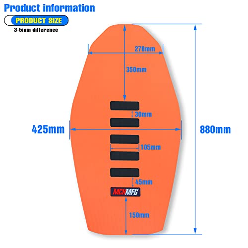 MCHMFG Ribbed Seat Cover for SX DRZ XCF RMZ KXF YZF 125 250 300 450 Motorcycle Dirt Bike (Orange) - Image 4