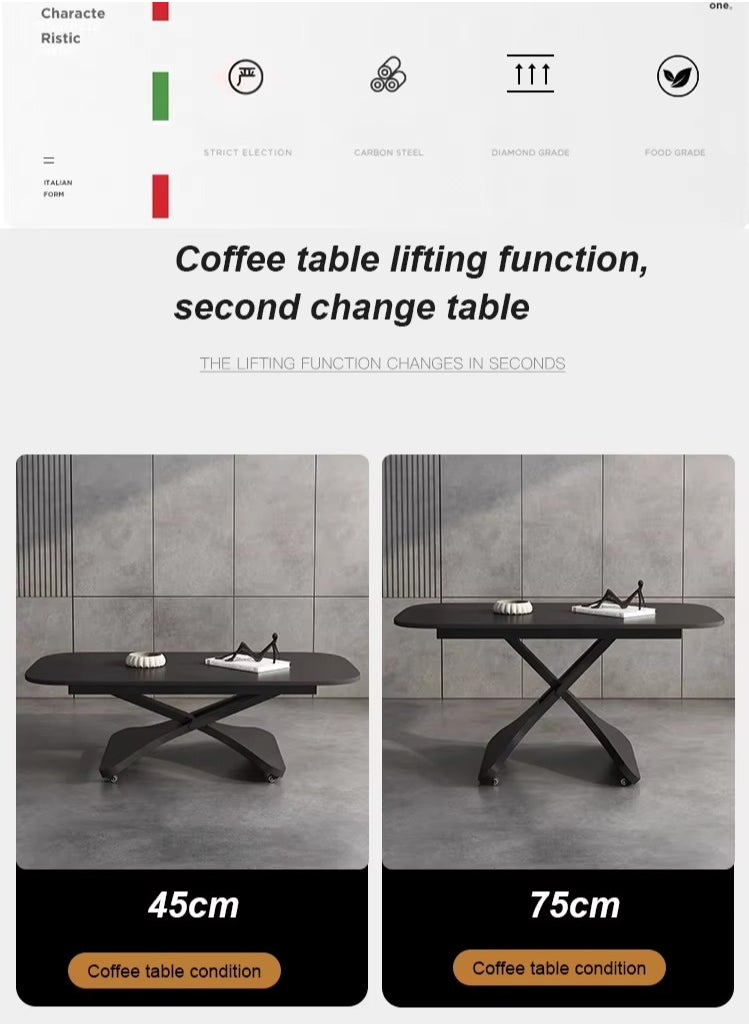 Generic Italian Minimalist Multi-Functional Rock Slate Lifting Table Dual-Purpose Household Small Living Room Tea Table  - Image 3