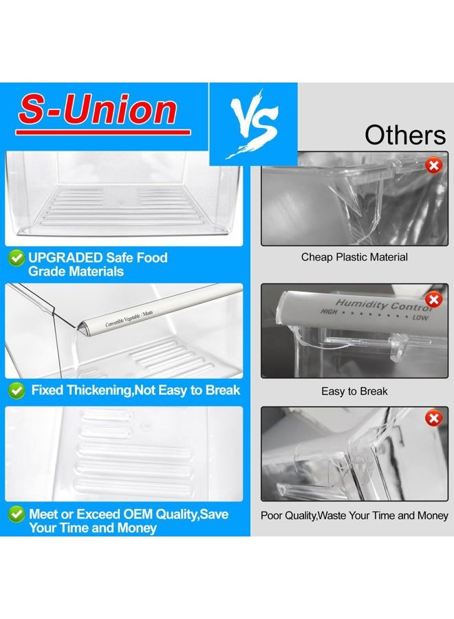 S-Union [2 Pack] Upgraded 2188656 Fridge Crisper Drawer (UPPER) & 2188664 Fridge Crisper Bin (LOWER) Compatible with Whirlpool Kenmore Refrigerator Drawers with Humidity Control, Food-grade Materials - Image 3