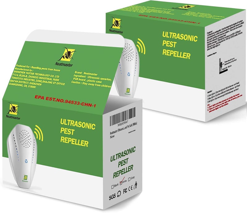 Neatmaster Ultrasonic Pest Repeller, Electronic Mice Repellent Indoor, Pest Repellent Ultrasonic Plug in for Mice, Roach, Spiders, Ants, Flies, Bugs, White - Image 2