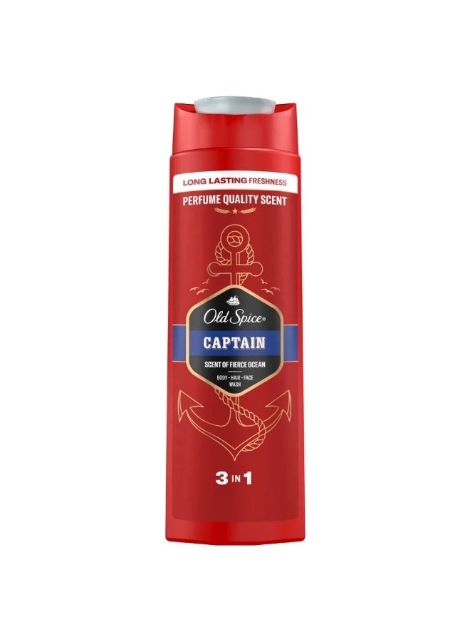 Old Spice Captain 3-in-1 Shower Gel for Hair, Face and Body 400 ml - Image 1