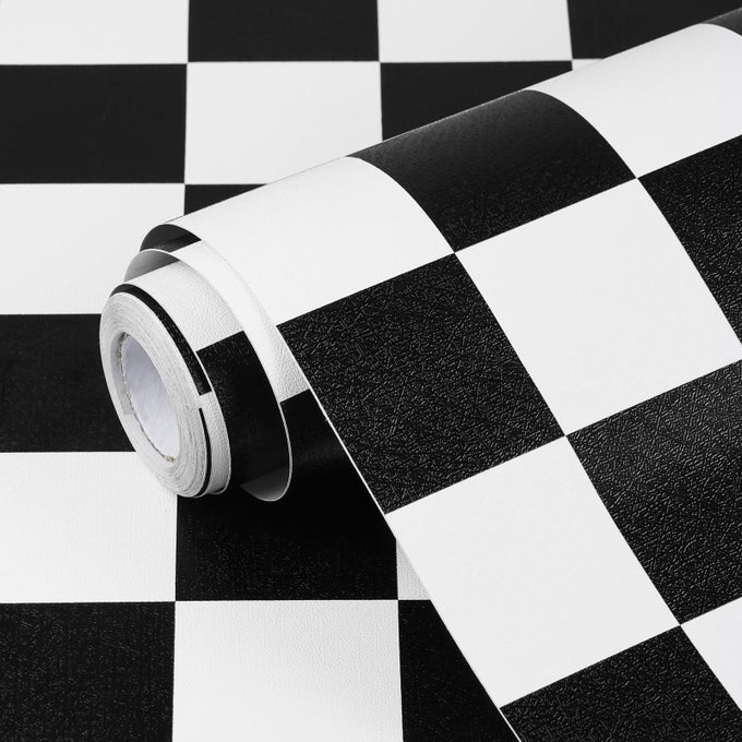 BLACK AND WHITE CONTACT PAPER MOSAIC CHECKERED PEEL AND STICK WALLPAPER 173X120 LATTICE SELF ADHESIVE WATERPROOF VINYL ROLL FOR BATHROOM KITCHEN BACKSPLASH CABINETS SHELF LINERS DRAWERS