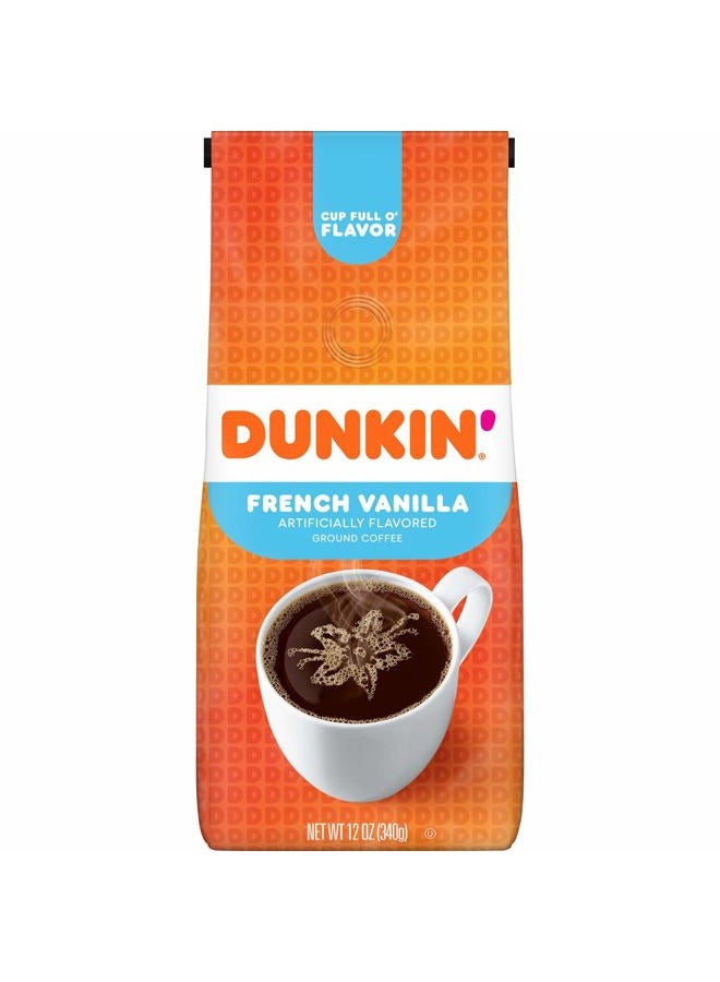 Dunkin French Vanilla Flavored Ground Coffee, 12 Ounce (Pack of 1) - Image 1