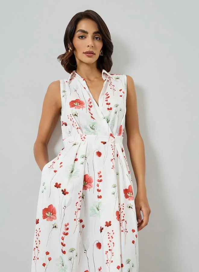 Take Two Floral Print Sleeveless A-Line Maxi Dress