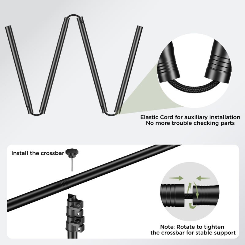 EMART Green Screen Backdrop Kit with Reverse Folding Base, 5x6.5ft Photo Greenscreen Background with Portable T-Shape Stand and 6 Clamps for Photography, Photoshoot, Studio Video Recording, Streaming - Image 5
