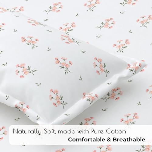 Plumora Double Bed Cotton Bedsheet Queen Size 90x100, 100% Pure Cotton Bed Sheet with 2 Pillow Covers, 240 TC Soft Breathable Floral Design – (Citrus Breeze) - Image 2
