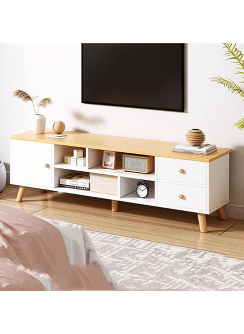 DubaiGallery - Light Wood TV Stand with Open Shelving and Low Height for Modern Entertainment Centers - Image 1