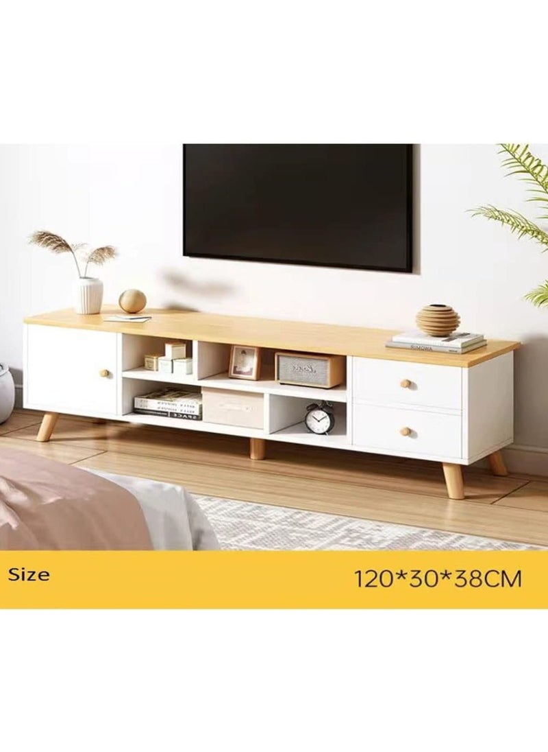 DubaiGallery - Light Wood TV Stand with Open Shelving and Low Height for Modern Entertainment Centers - Image 1