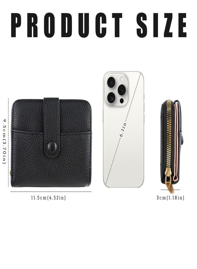 Feelorna Small Wallet for Women, Fashion PU Leather Wallets with Zipper Coin Pocket, Portable Bifold Credit Card Wallet with ID Window and Multi Card Slots (Black) - Image 2