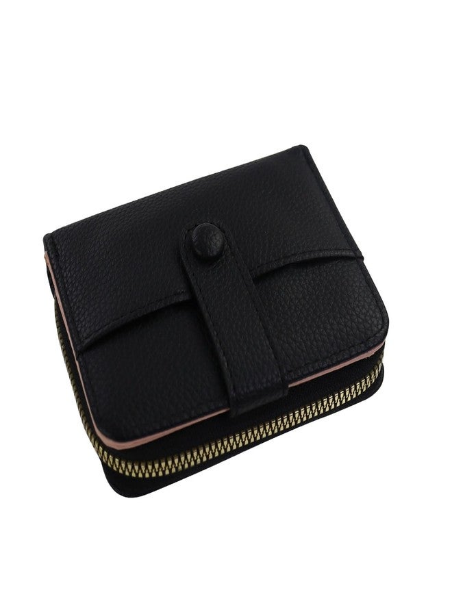 Feelorna Small Wallet for Women, Fashion PU Leather Wallets with Zipper Coin Pocket, Portable Bifold Credit Card Wallet with ID Window and Multi Card Slots (Black) - Image 1