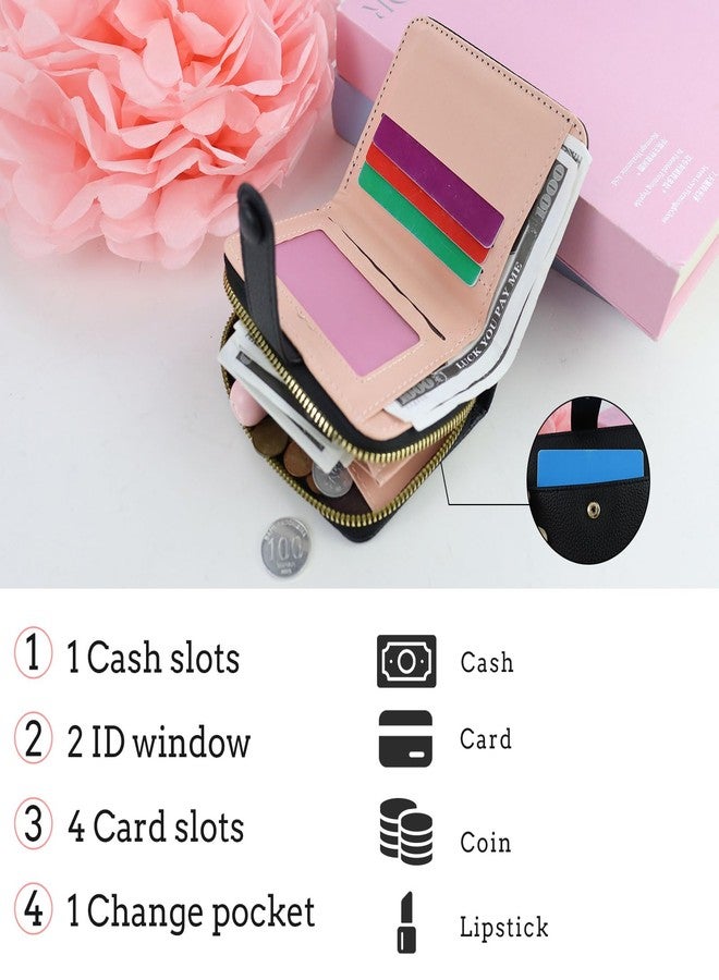 Feelorna Small Wallet for Women, Fashion PU Leather Wallets with Zipper Coin Pocket, Portable Bifold Credit Card Wallet with ID Window and Multi Card Slots (Black) - Image 4
