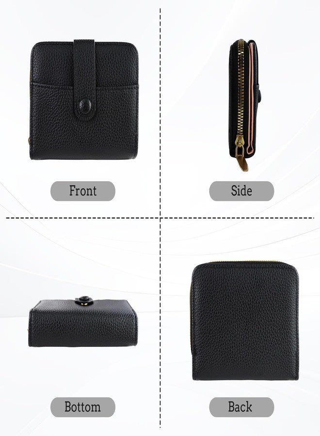 Feelorna Small Wallet for Women, Fashion PU Leather Wallets with Zipper Coin Pocket, Portable Bifold Credit Card Wallet with ID Window and Multi Card Slots (Black) - Image 5