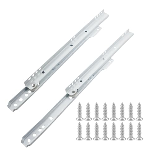 Suiwotin 1 Pair 12 Inch Drawer Slides, White Coated Steel Drawer Track, Removable Bottom Mount Drawer Rails with Smooth Sliding Nylon Wheels - Image 1