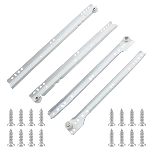 Suiwotin 1 Pair 12 Inch Drawer Slides, White Coated Steel Drawer Track, Removable Bottom Mount Drawer Rails with Smooth Sliding Nylon Wheels - Image 5