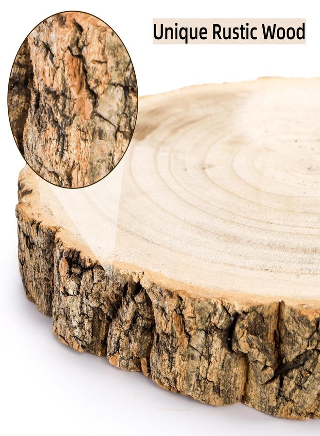 Cididu 2 Pack Wood Slabs Serving Board, 9-11 Inch Cheese Charcuterie Board, Natural Cake Stand, Round Cutting Board Wooden Slices Unfinished for Kitchen, Table Centerpieces, DIY Crafts, Christmas - Image 3