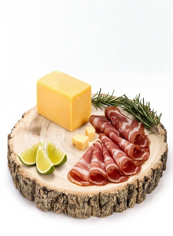 Cididu 2 Pack Wood Slabs Serving Board, 9-11 Inch Cheese Charcuterie Board, Natural Cake Stand, Round Cutting Board Wooden Slices Unfinished for Kitchen, Table Centerpieces, DIY Crafts, Christmas - Image 5
