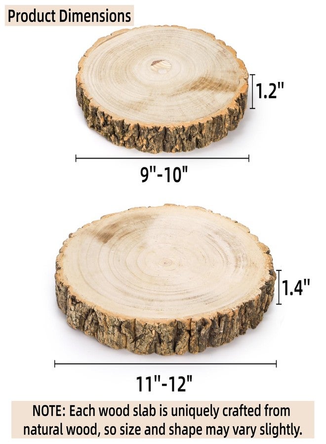 Cididu 2 Pack Wood Slabs Serving Board, 9-11 Inch Cheese Charcuterie Board, Natural Cake Stand, Round Cutting Board Wooden Slices Unfinished for Kitchen, Table Centerpieces, DIY Crafts, Christmas - Image 2