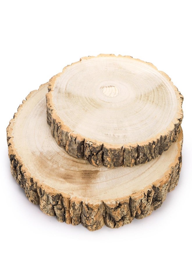 Cididu 2 Pack Wood Slabs Serving Board, 9-11 Inch Cheese Charcuterie Board, Natural Cake Stand, Round Cutting Board Wooden Slices Unfinished for Kitchen, Table Centerpieces, DIY Crafts, Christmas - Image 4