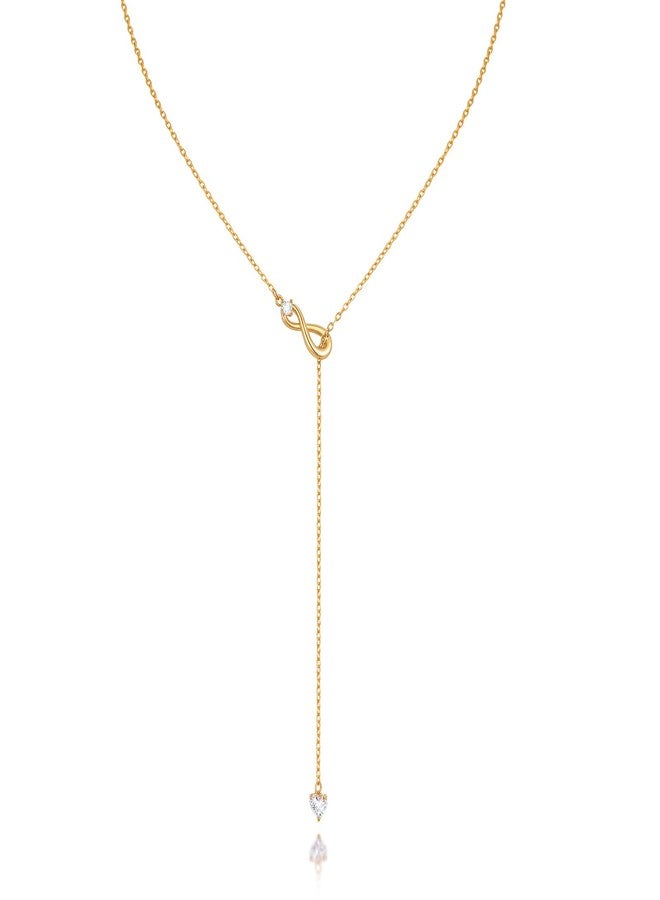 MPRAINBOW 18k Gold Plated Lariat Necklace - Long Layered Y‑Shaped Drop Choker, Dainty Trendy Jewelry,Simple Hypoallergenic Adjustable Chain, Gift for Her Women Summer Birthday Wedding Prom Holiday Party - Image 1