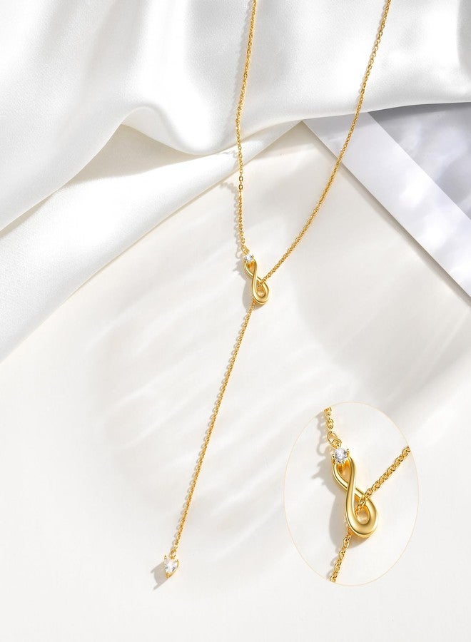 MPRAINBOW 18k Gold Plated Lariat Necklace - Long Layered Y‑Shaped Drop Choker, Dainty Trendy Jewelry,Simple Hypoallergenic Adjustable Chain, Gift for Her Women Summer Birthday Wedding Prom Holiday Party - Image 5