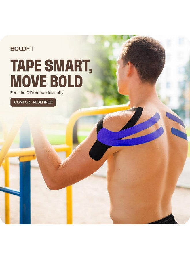 بولد فيت شريط الحركة Boldfit للعلاج الطبيعي وإصابات الرياضة وتسكين الآلام وشريط العضلات للكتف والأجنحة والذراعين والكاحل وشريط رياضي مقاوم للماء لدعم الألم - 2 بوصة أسود داكن - Image 3