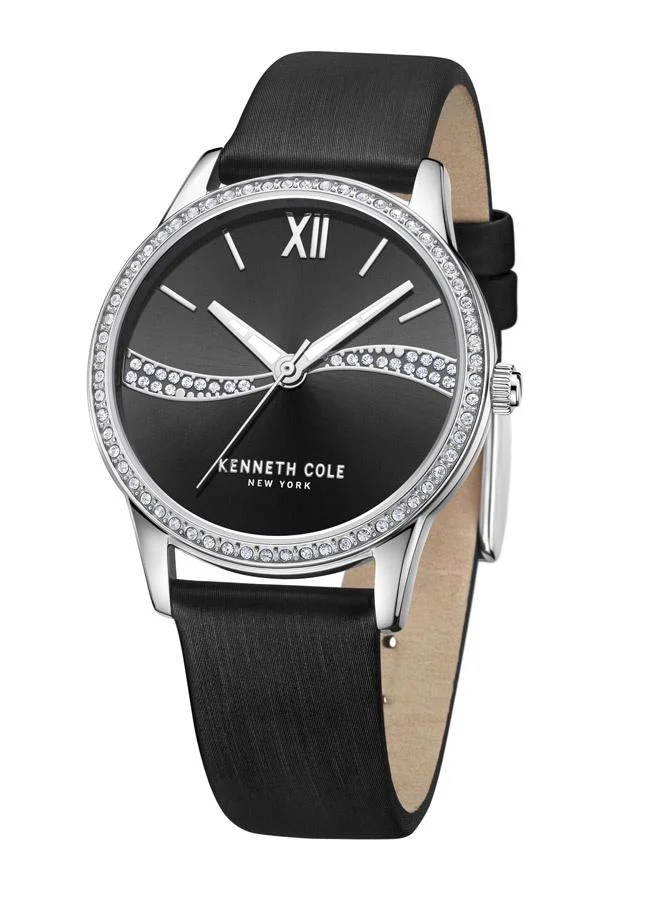 Kenneth Cole New York Watch For Women With Black Genuine Leather Strap 36mm