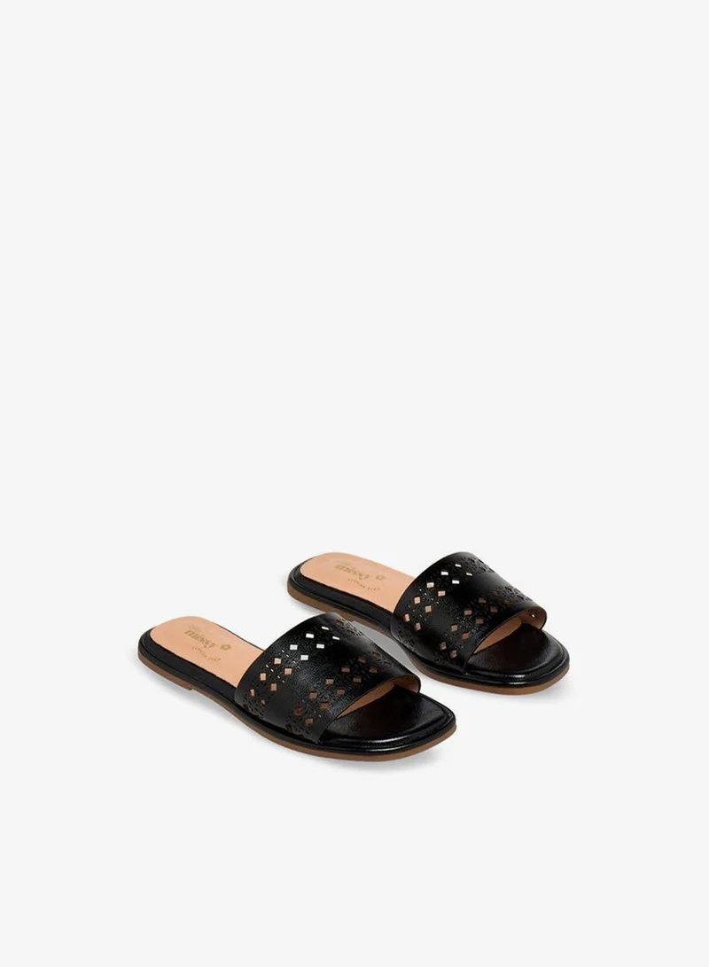 Little Missy BLACK Girls Perforated Slide Sandals for Women | Best Price UAE
