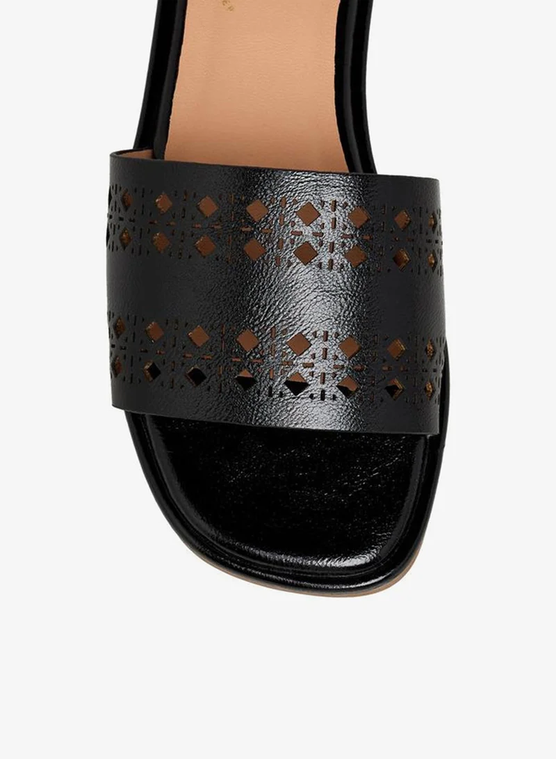 Little Missy BLACK Girls Perforated Slide Sandals for Women | Best Price UAE