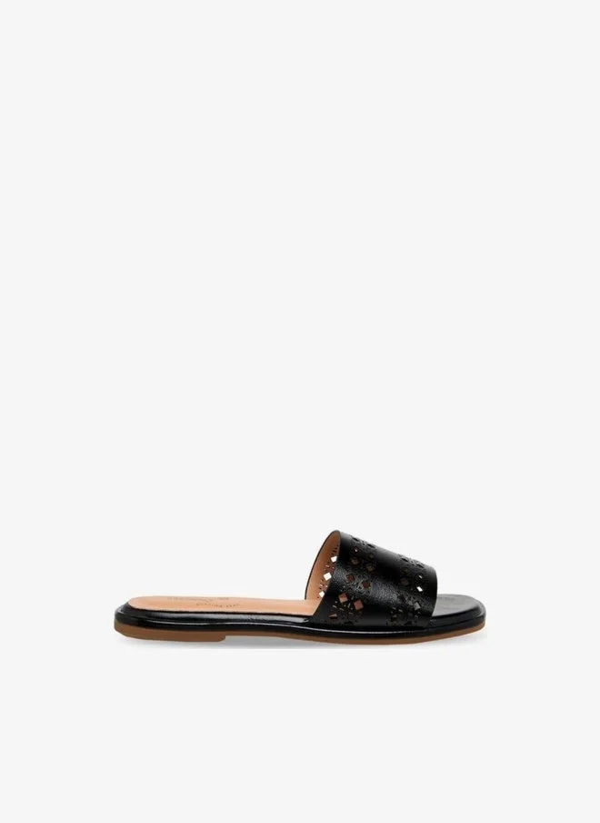 Little Missy BLACK Girls Perforated Slide Sandals for Women | Best Price UAE