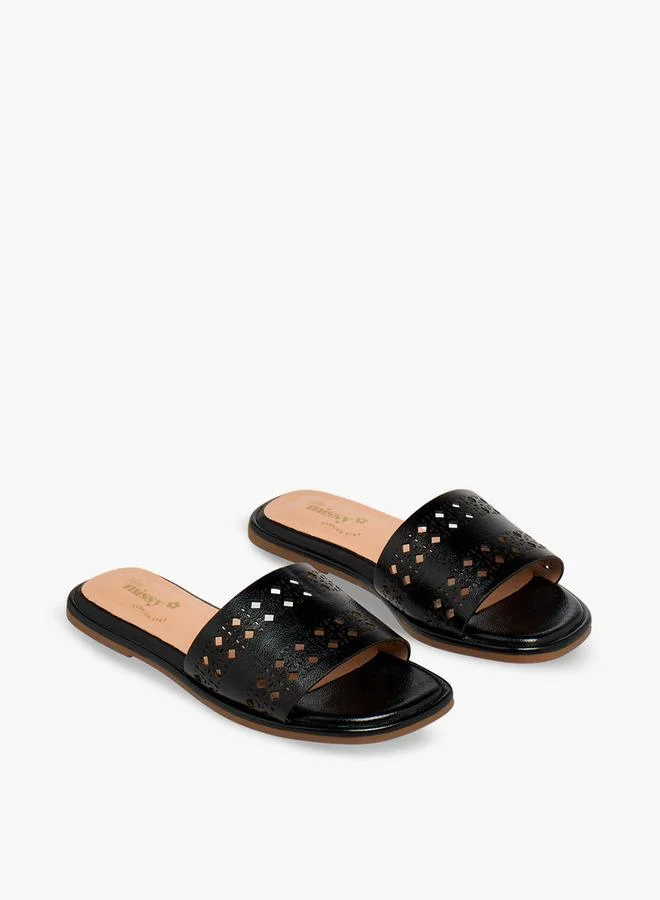 ليتل ميسي Girls Perforated Slide Sandals