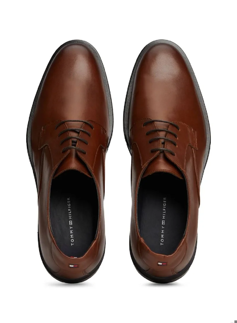TOMMY HILFIGER Men's Leather Derby Dress Shoes -  Leather upper, Brown