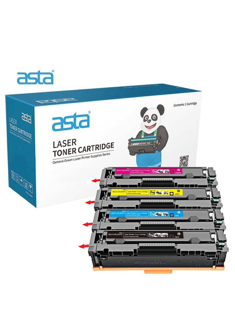 Asta - ASTA M283fdw Toner Cartridge 207A W2210A W2211A W2212A W2213A With Chip Compatible For HP Color LaserJet Pro M255dw MFP M282nw M283fdn Printer W 2210 2211 2212 2213 207 A - Image 1