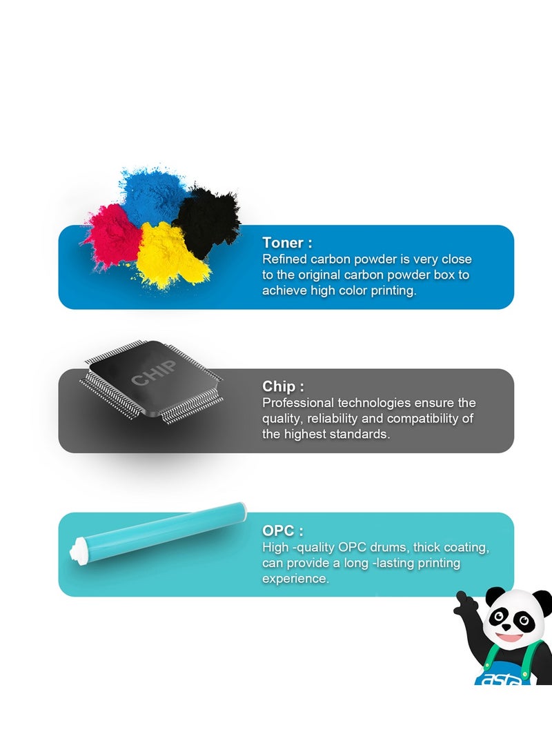 Asta - ASTA M283fdw Toner Cartridge 207A W2210A W2211A W2212A W2213A With Chip Compatible For HP Color LaserJet Pro M255dw MFP M282nw M283fdn Printer W 2210 2211 2212 2213 207 A - Image 1