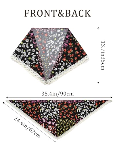 Molans 3Pcs Floral Head Scarf, Chiffon Hair Bandanas Kerchief, Vintage Boho Hair Scarf for Women Girls - Image 2