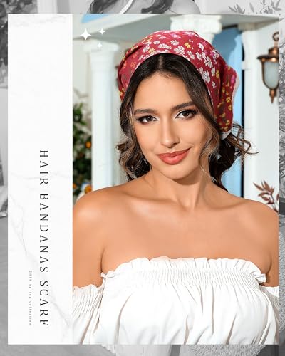 Molans 3Pcs Floral Head Scarf, Chiffon Hair Bandanas Kerchief, Vintage Boho Hair Scarf for Women Girls - Image 3