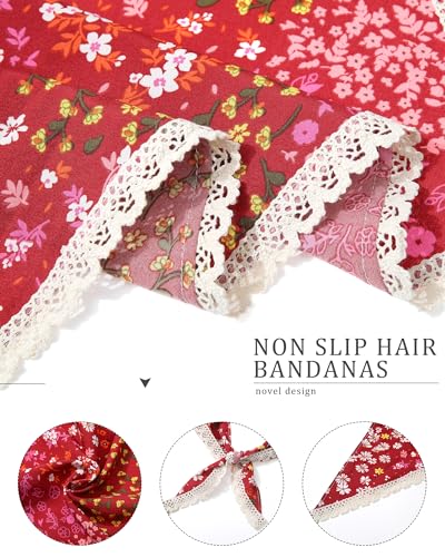 Molans 3Pcs Floral Head Scarf, Chiffon Hair Bandanas Kerchief, Vintage Boho Hair Scarf for Women Girls - Image 4
