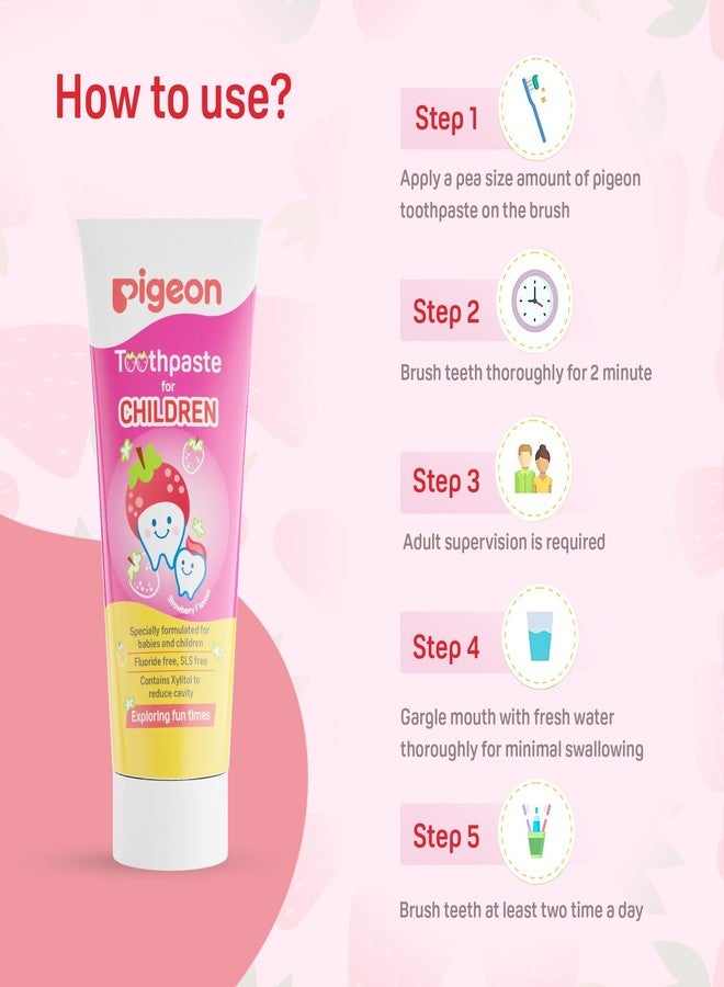 Pigeon Strawberry Toothpaste for Babies & Children 45 g (Pack of 2) | Fluoride Free & SLS Free | Gentle Daily Oral Care for Kids - Image 3