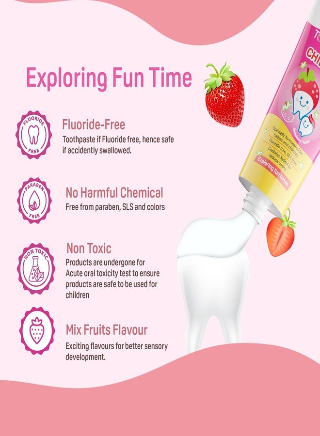 Pigeon Strawberry Toothpaste for Babies & Children 45 g (Pack of 2) | Fluoride Free & SLS Free | Gentle Daily Oral Care for Kids - Image 2