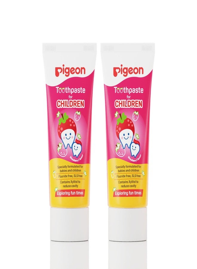 Pigeon Strawberry Toothpaste for Babies & Children 45 g (Pack of 2) | Fluoride Free & SLS Free | Gentle Daily Oral Care for Kids - Image 1